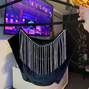 Velvet rhinestone top